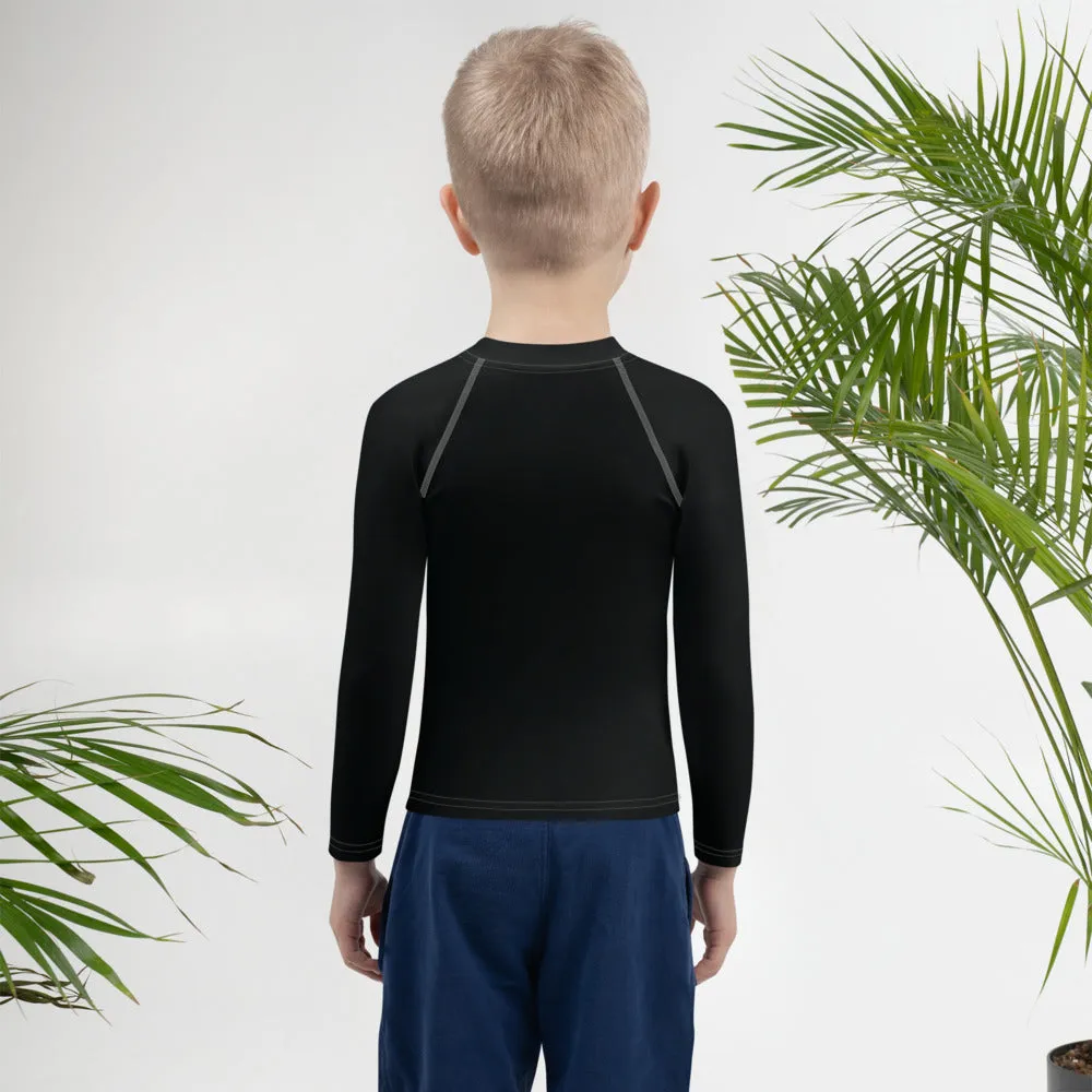 Street-Ready Style: Boys' Solid Color Rash Guards for Fun - Noir